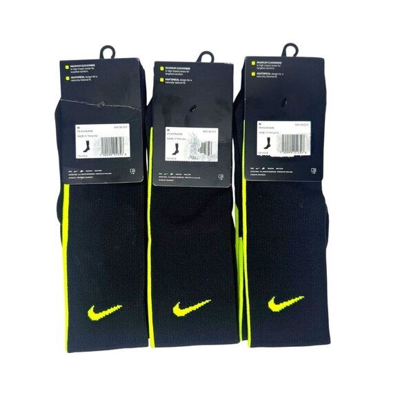 Lot Of 3 Nike Vapor Knee High Dri-Fit Football Socks Black Neon Yellow Sz 6-8 - Picture 2 of 4